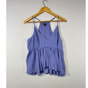 Airy‎ Romantic Express Peplum Cami Top Womens Large Periwinkle Blue Ruffle Rayon